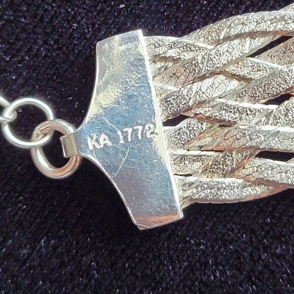 925 Italy Braided Collar Necklace Reversible KA 1772 10 Herringbone Strands - Picture 5 of 10